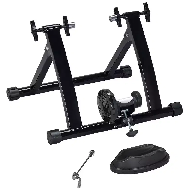 Yaheetech Foldable Indoor Bike Trainer Magnetic Resistance Bicycle Turbo Trainer, Black