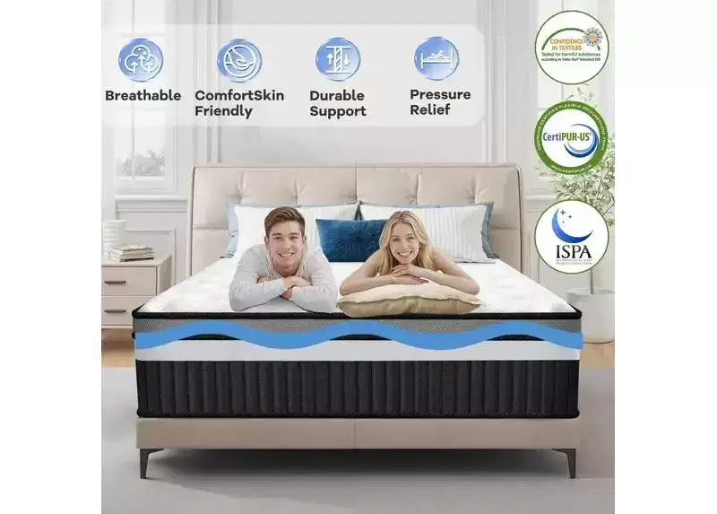 King Mattress In a Box, 14 Cooling Gel Memory Foam King Size Mattress, Medium Firm for Presure Relief&Cooler Sleep, CertiPUR-US