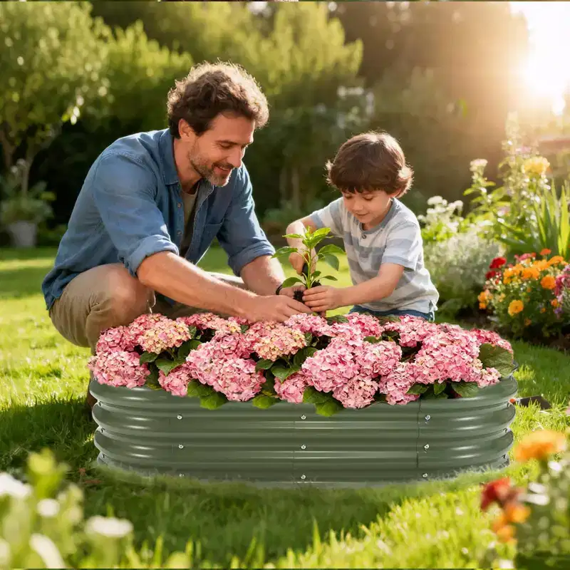 6x3x1ft Galvanized Raised Garden Bed Kit, Oval Raised Beds with Open-Ended Base, Metal Planter Box for Vegetables, Flowers, Herbs & Fruits, Green