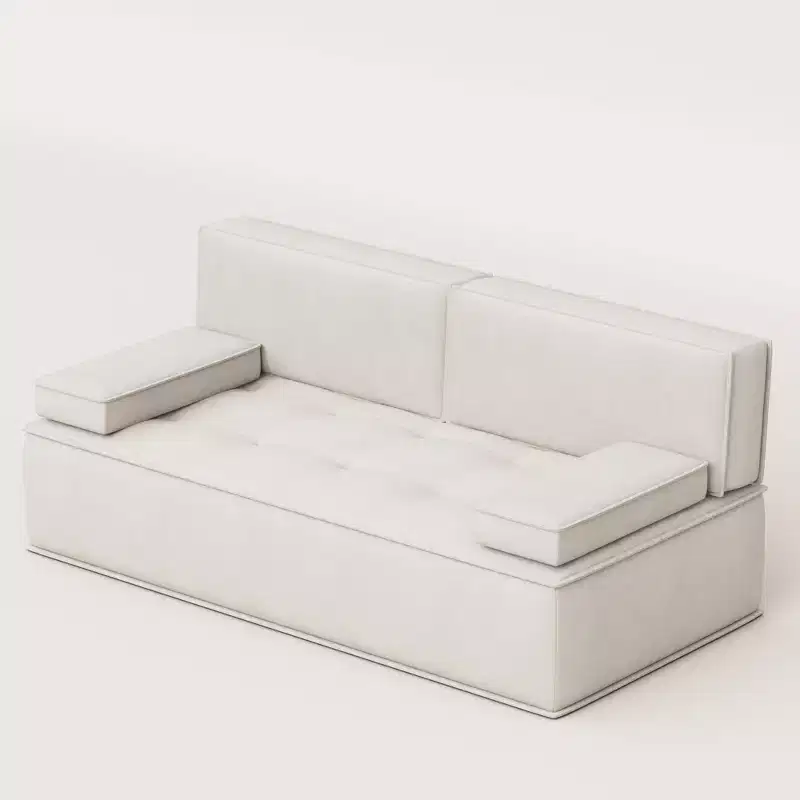 79 Modern Modular Velvet Convertible Sofa Bed with High Resilience Foam and 2 Bolster Pillows Gaoyangjiaju
