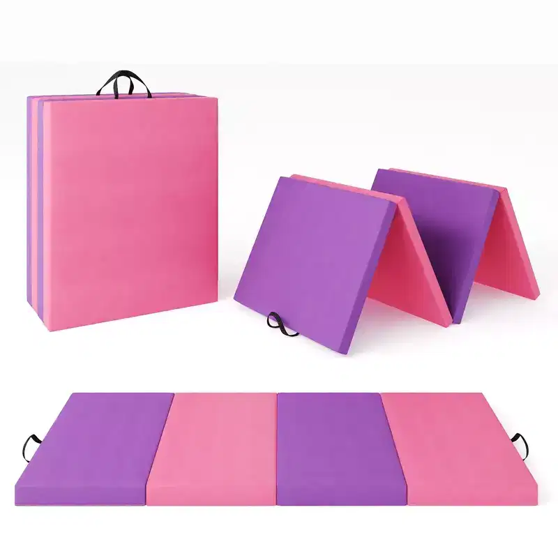 GustoWave Folding Gymnastics Mat 24''x70.8''x2'' & 24''x74.4''x1.2'' - Exercise Mats with Handles for Home Gym, Yoga, Tumbling & Kids Training