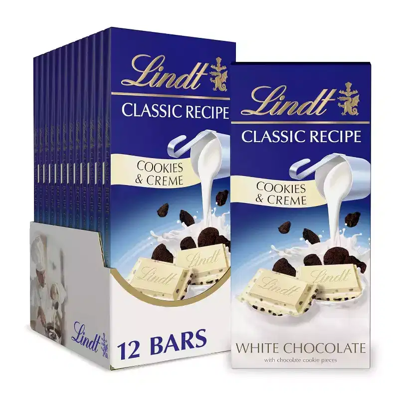 Lindt 4/6/12 Bars, Classic Recipe Cookies and Creme White Chocolate Bar, 4.2 oz.