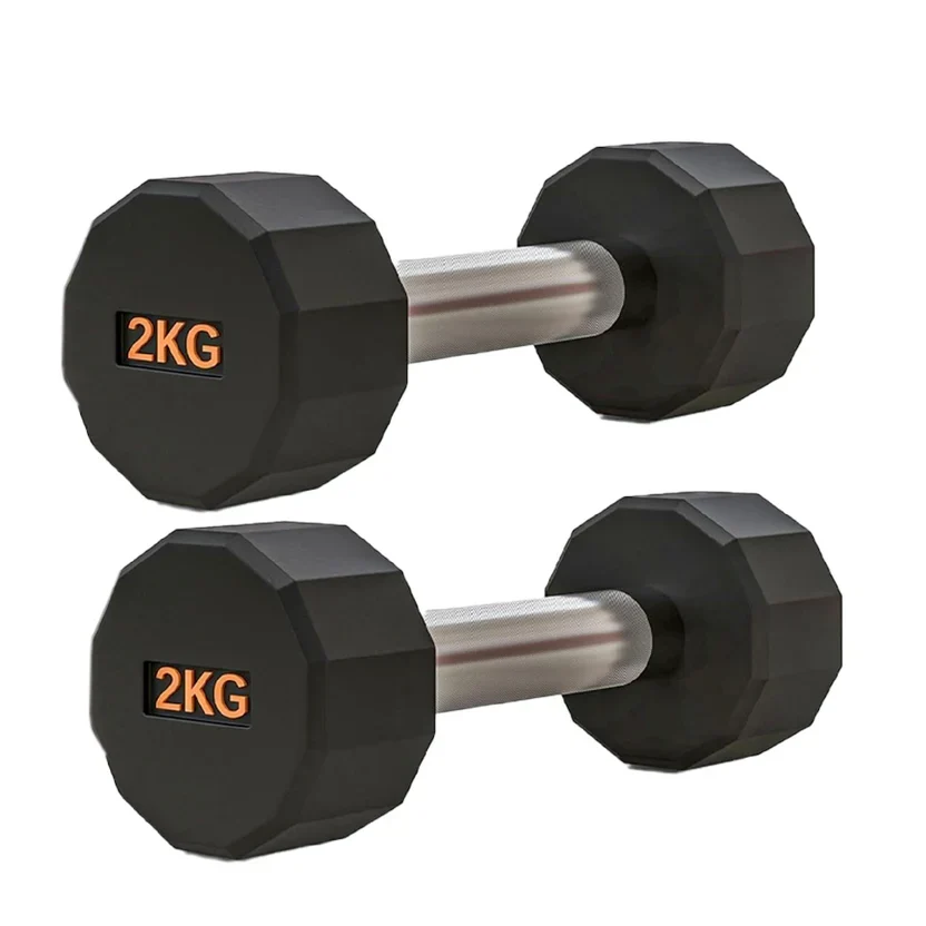 Rubber Coated Round Hex Dumbbell &uml;C Anti?Roll Design, Knurled Grip Strength Training Dumbbells for Home Gym