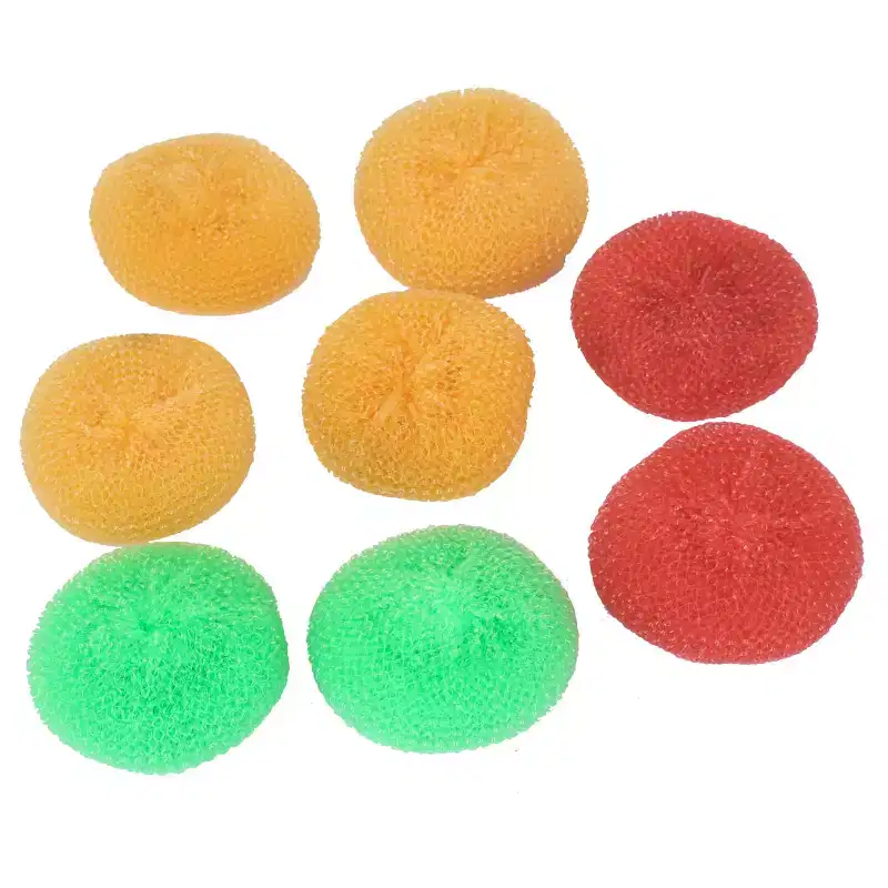 Unique Bargains Plastic Wire Round Ball Bowl Dish Washing Scouring Scrubber 8 Pcs