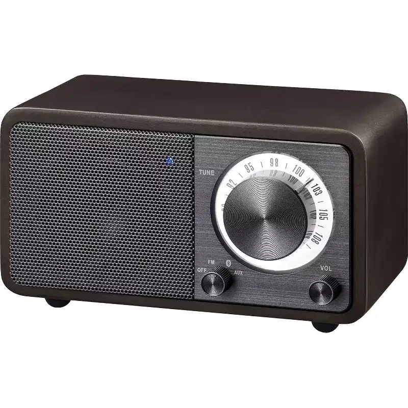 Sangean WR7 Wood Cabinet Mini Bluetooth Speaker with FM Tuner and Aux-in.