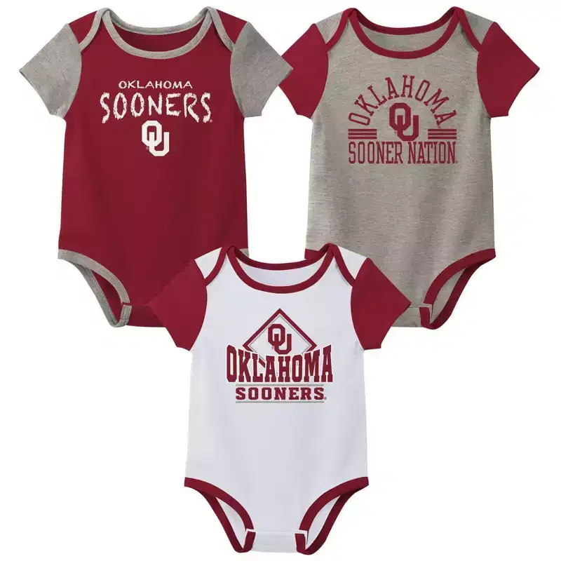 NCAA Oklahoma Sooners Infant Boys' 3pk Bodysuit