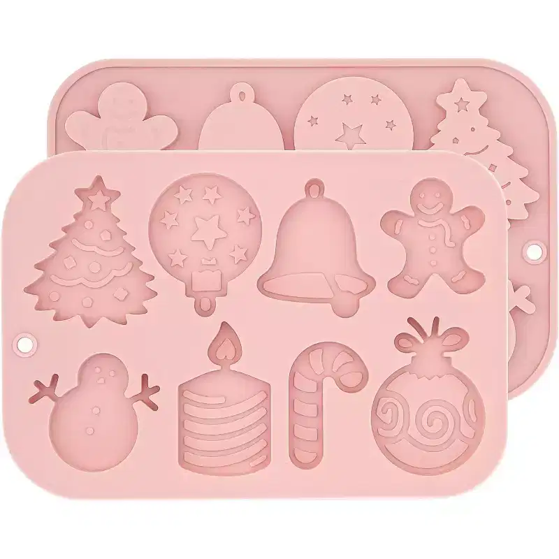 JDICTION Christmas Silicone Molds Light Pink Reusable Non-stick Candy and Chocolate Molds for Baking Small Treats