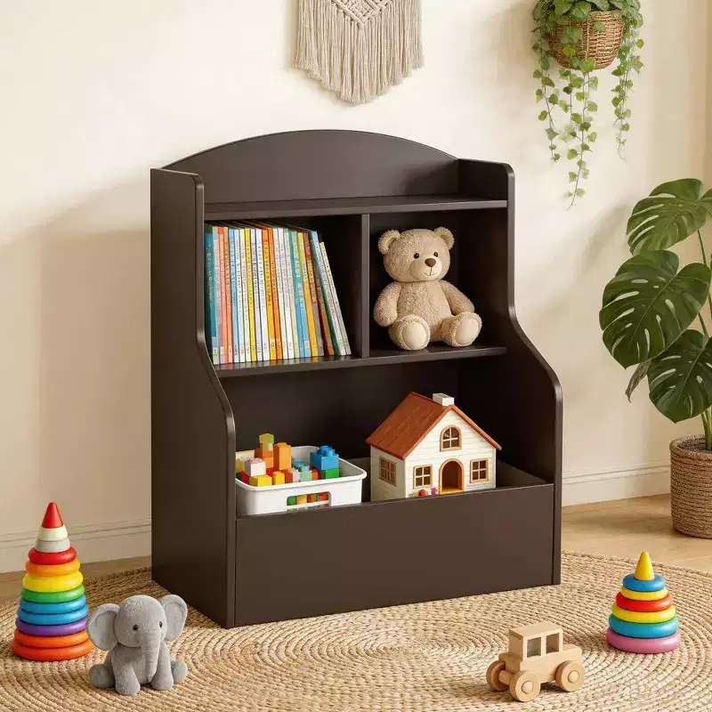 Natural Wood 3-Tier Kids Bookshelf & Toy Organizer &ndash; For 1 Child