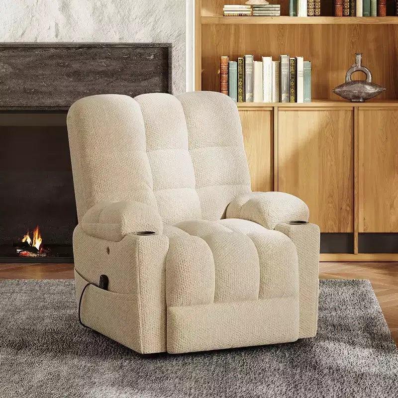 COLAMY Dual Motor Power Lift Recliner Chair with Heat, Lay Flat Sleeping Position & Fast Charging Ports