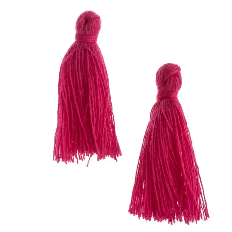 John Bead 1in Fucshia Cotton Tassels Ornament for DIY Crafts Party Decorations, 20pcs