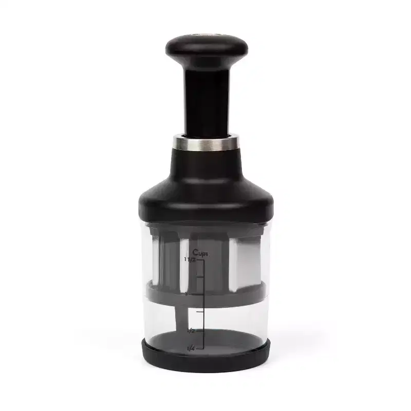 PL8 Professional Food Chopper: Handheld Veggie, Vegetable, Onion & Garlic Chopper, Dishwasher-Safe, Clear/Black