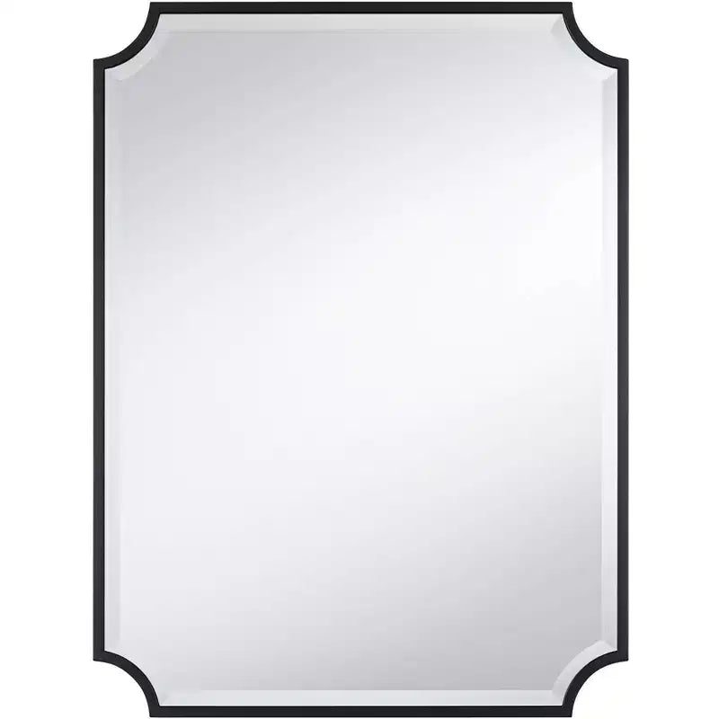 30"x40" Cut Edge Black Wall Mirror, Rectangular, Jacinda Style