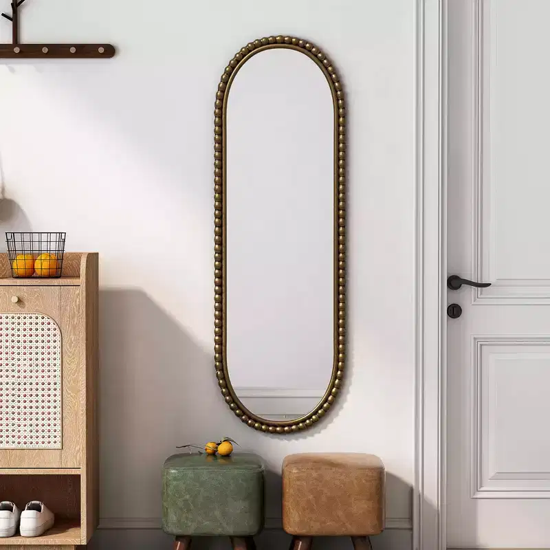MAYEERTY Iron Oval Retro Mirror Wall Haning for Living Room Entrance Bedroom Gold