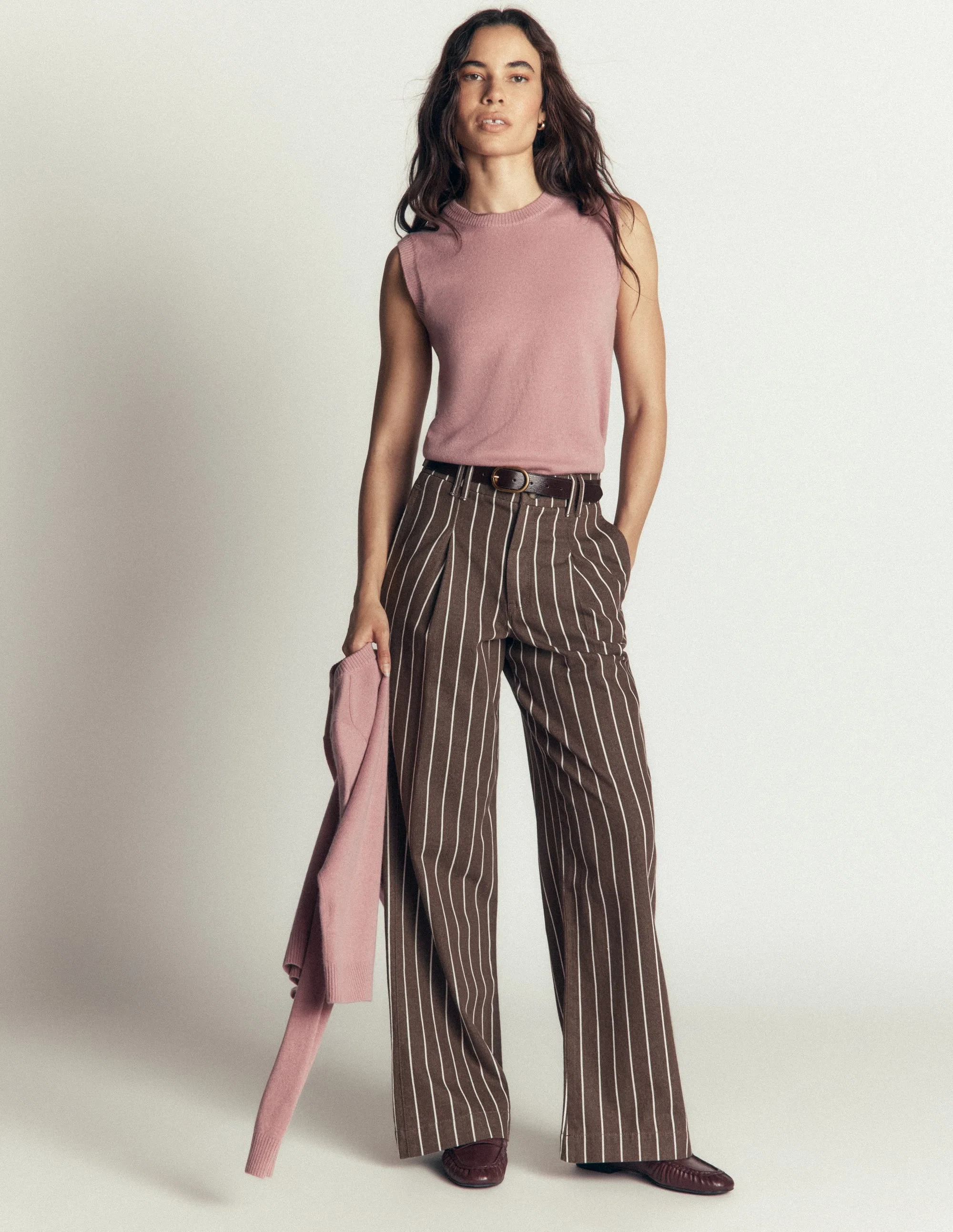 Twill Trousers-Brown Stripe