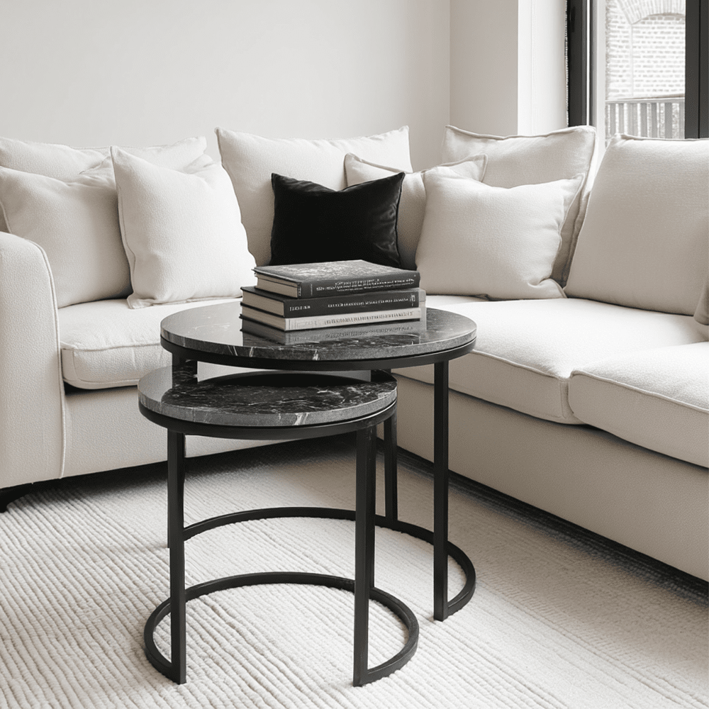 Black Marble Nesting Side Tables