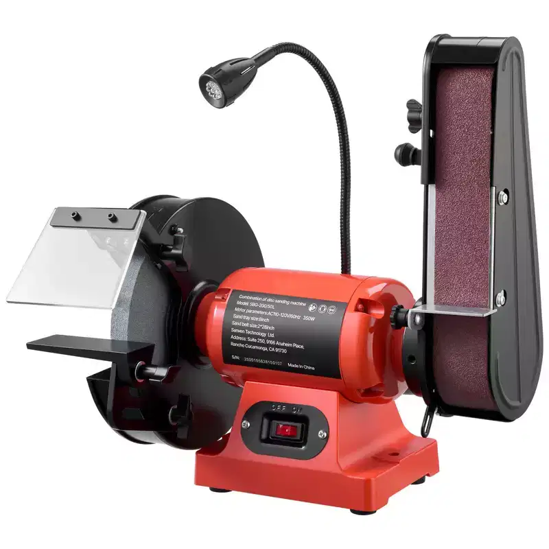 VEVOR 8 Bench Grinder & 2 x 28 Belt Sander Combo, 350W Grinding Sanding Machine with LED Work Light & Protective Eye Shield, Orange&Black