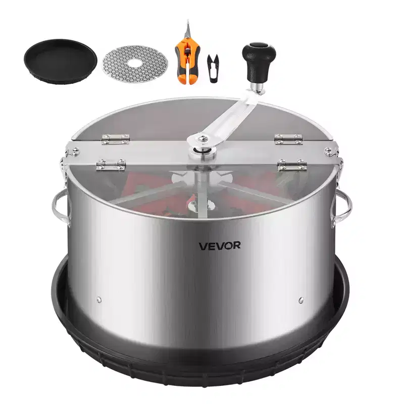 VEVOR Manual Bud Leaf Trimmer, 16 in Reaper Bowl Bud Trimmer with Stainless Steel Blades, Visual Cutting, Wet & Dry Hydroponic Cutting Machine,Silver
