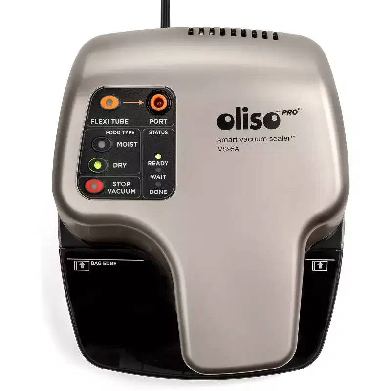 Oliso VS95A-SIL Pro Smart Vacuum Sealer for Food Storage Silver Compact Dual-Motor Vacuum Sealing System with Punch-&-Seal Technology