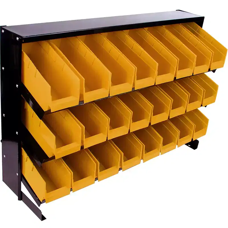 Stalwart Steel Rack with 24 Storage Bins, Yellow