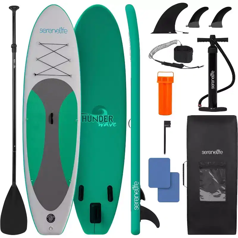 SereneLife Inflatable Stand-Up Paddleboard for Water Sports with Non-Slip Deck, Durable Design, Easy to Carry