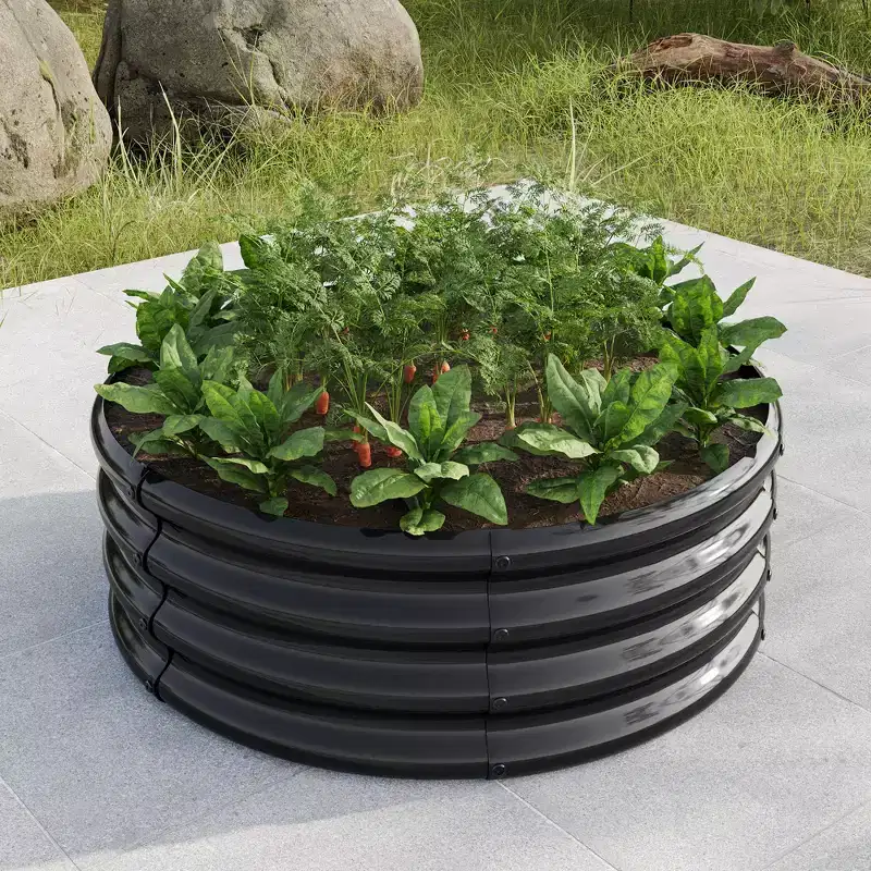 NAYSAYE Planter Raised Garden Bed Metal Planter Box with Drainage for Vegetables Flowers Herbs for Outdoor Garden, Black, 32*32*11.42