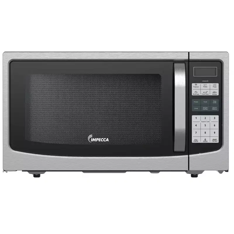 Impecca 1.6 Cu. Ft. Countertop Microwave Oven, 1100W, Sensor Cooking, 12.8-Inch Turntable, Stainless Steel