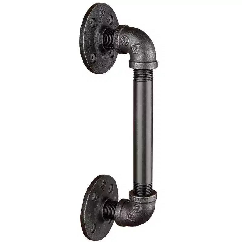 Pipe Decor 1/2 in. x 6 in. Noir Black Barn Door Handle - 10.5 in. L