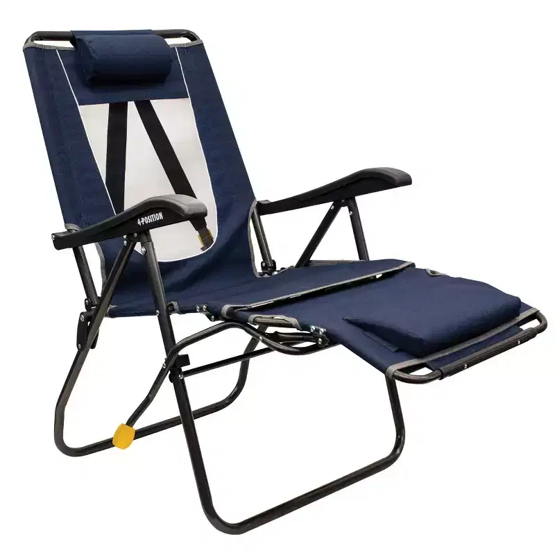 GCI Outdoor Legz Up Lounger Portable Folding Recliner Chair - Heathered Indigo