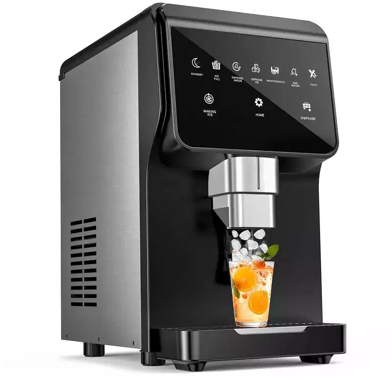 Hooure Nugget Ice Maker & Water Dispenser - 50 lbs Daily Output, 5 lbs Bin, Undercounter Installation