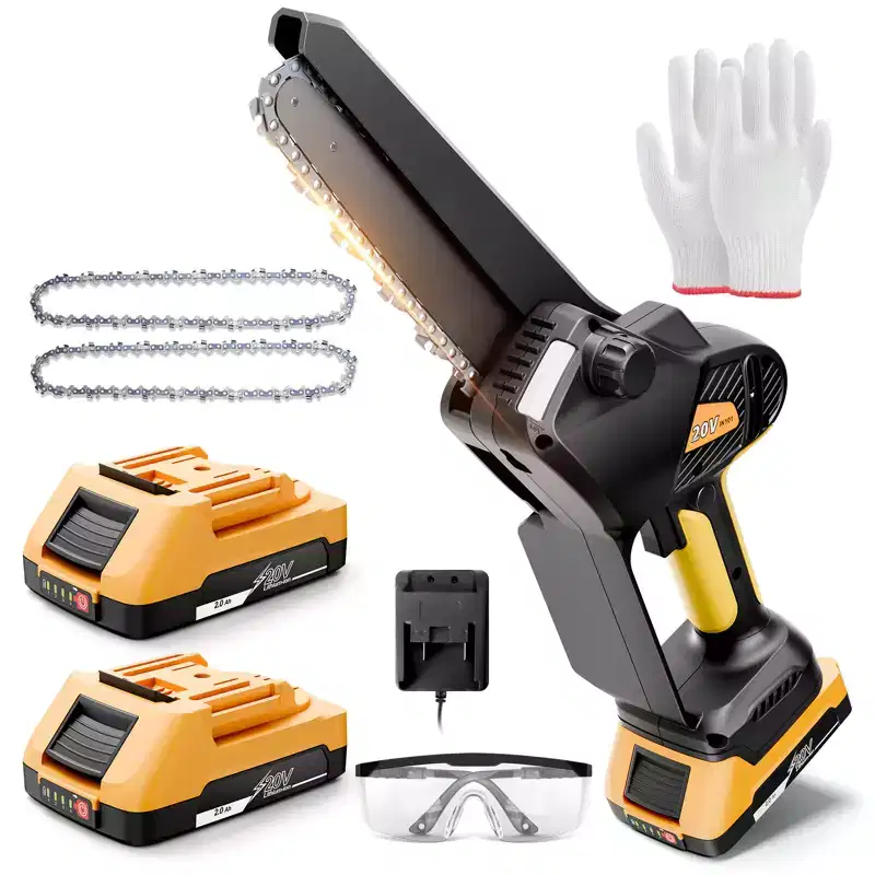 Cordless 8 in Mini Chainsaw Brushless Motor 20V Battery Auto-Oiling Safety Lock