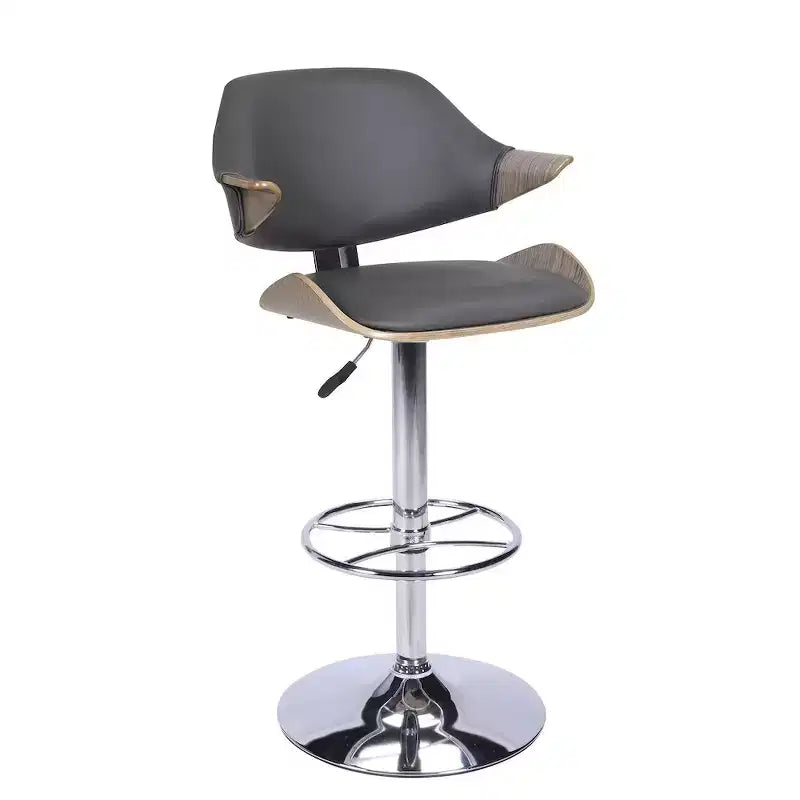 Curved Back Pneumatic Adjustable Bar Stool, Height-Adjustable Swivel Seat