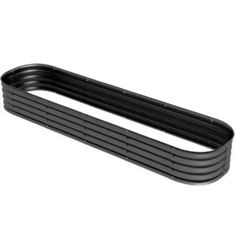 NAYSAYE Metal Planter Box Galvanized Raised Garden Bed Kit with Safety Edging for Outdoor Vegetables Flowers, Gray, 94.5*24.5*11.8