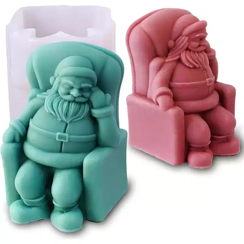 JDICTION Santa Silicone Molds 3D - For Christmas Candle, Chocolate, Cake Fondant, Epoxy Resin, Soap & Ornament Home Decor