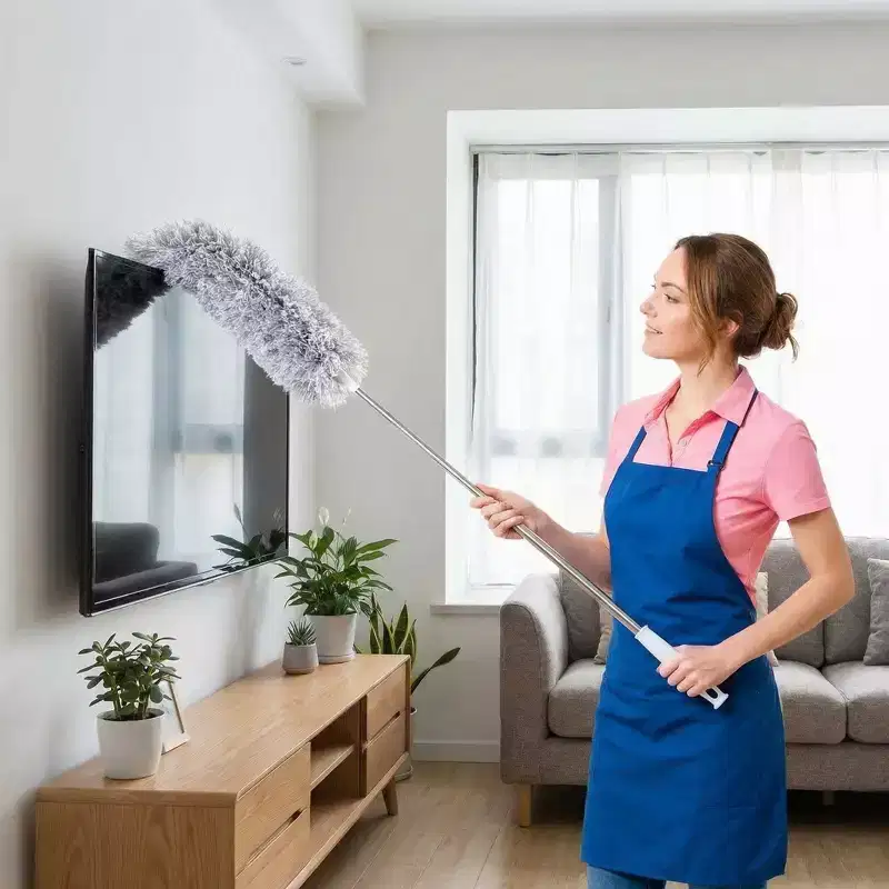 Long Reach Bendable Duster  Extendable Pole Cleaning Tool with Flexible Head for Ceiling Fans, Blinds, Furniture & Car Detailing, Gray