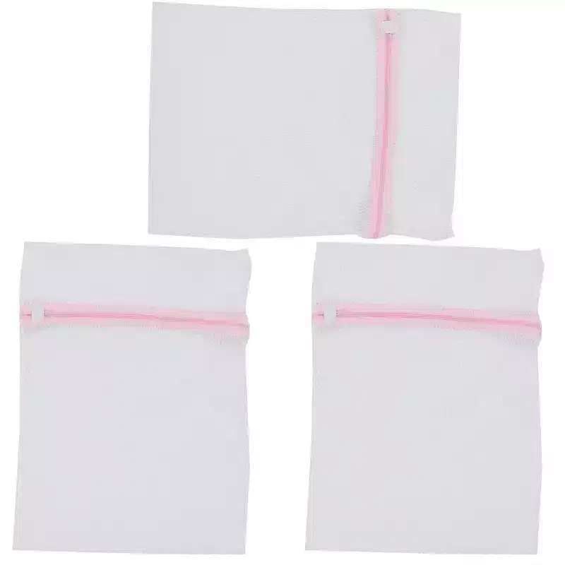 Unique Bargains Household Mesh Zippered Washing Bags White 15.7 x 11.8 3 Pcs