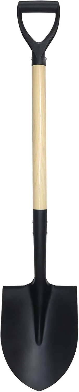 Round Shovel for Digging with D-Handle and Wooden Grip, 41 Inches