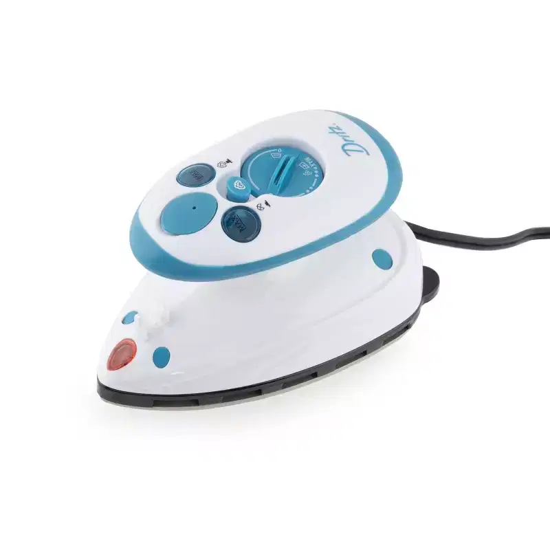 Dritz Mighty Steam Iron: Travel-Size Garment Iron, 800W, Stainless Steel Sole Plate, 100ml Tank, 6ft Cord, White