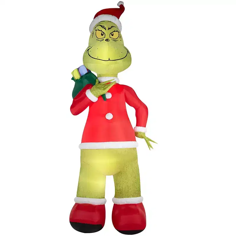 HalloweenCostumes.com One Size Fits Most Inflatable 25FT Colossal Santa Grinch Outdoor Decoration | Inflatable Decorations, Red/Green/White