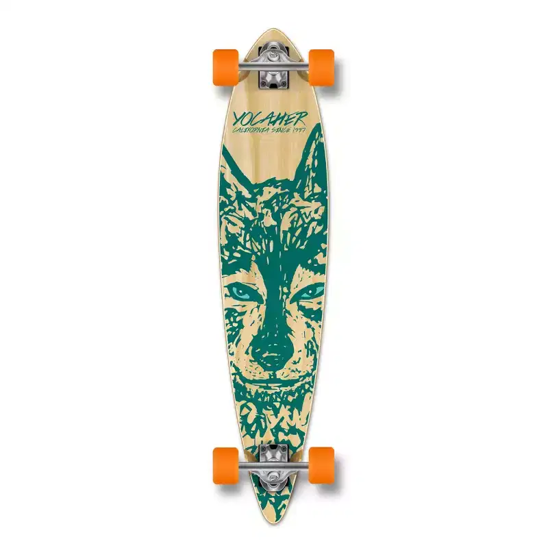 Yocaher 40" Complete Pintail Longboard Skateboard - Spirit Wolf