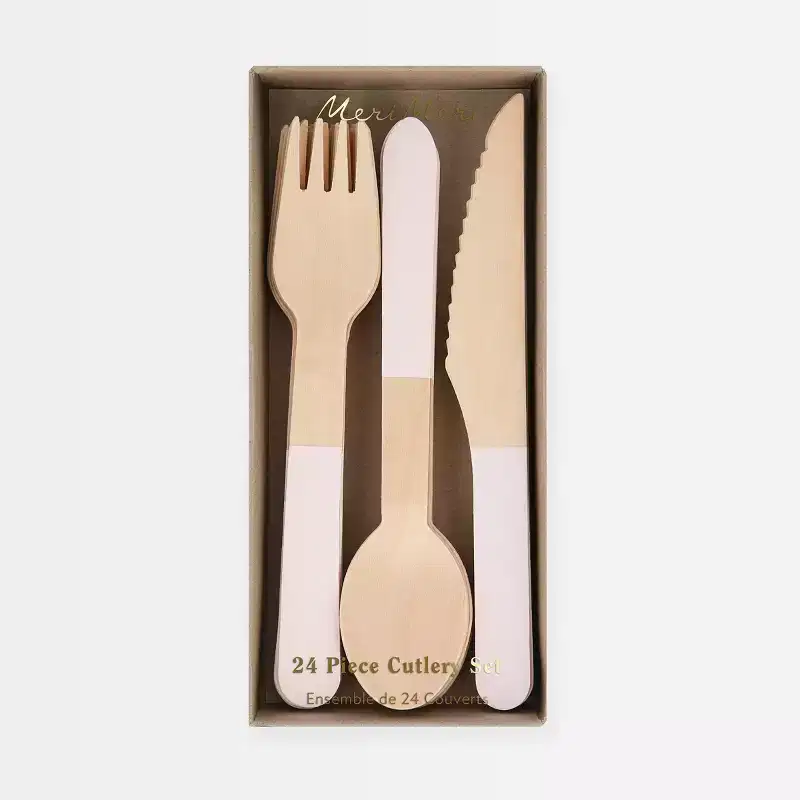 Meri Meri Ballet Slipper Pink Wooden Cutlery Set (Pack of 24)