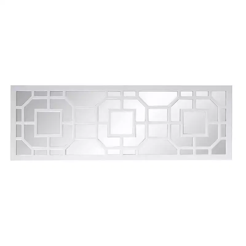 Howard Elliott 46.5"x15.75" Framed Aldrich Mirror Matte White: Modern Style, MDF & Glass, Wall Mount