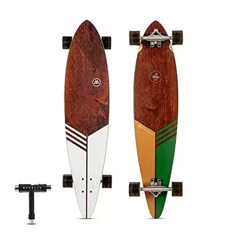 Magneto 40-inch Pintail Cruiser Longboard Skateboard - Hard Maple Core Long Board Deck - Commuting, Cruising, Carving (Classic)