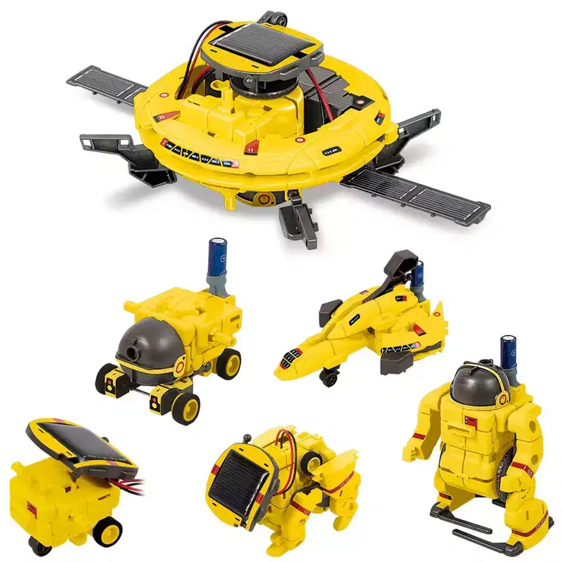 PICASSO-TILES STEM Kids Solar Powered Space Robot, 6-in-1 Educational Engineering Building Toy, Creative Renewable Energy DIY Science Kit for Kids