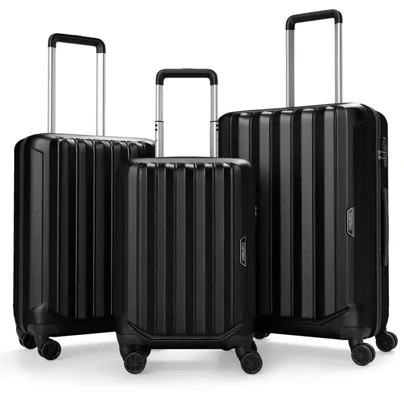 Costway 3 PCS Hardside Luggage Set (20/24/28 Inch) with 8-Spinner Wheels, 3-Digital Lock Gray/Blue/Navy/Black