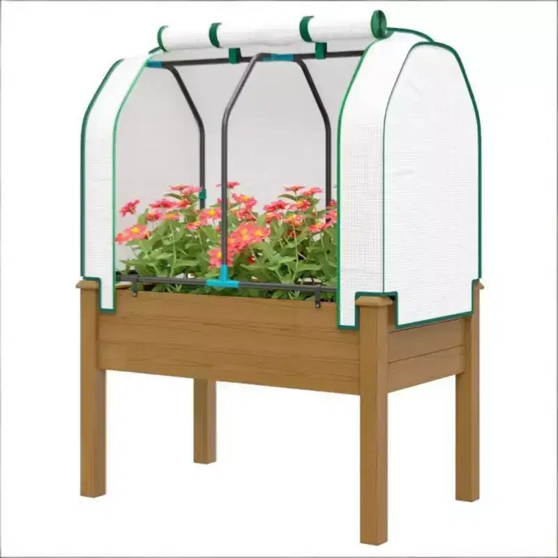 NAYSAYE Raised Garden Bed Planter Box with Protective Cover and Elevated Frame for Plants Flowers Vegetables and Herbs, 35.4*21.7*46.9