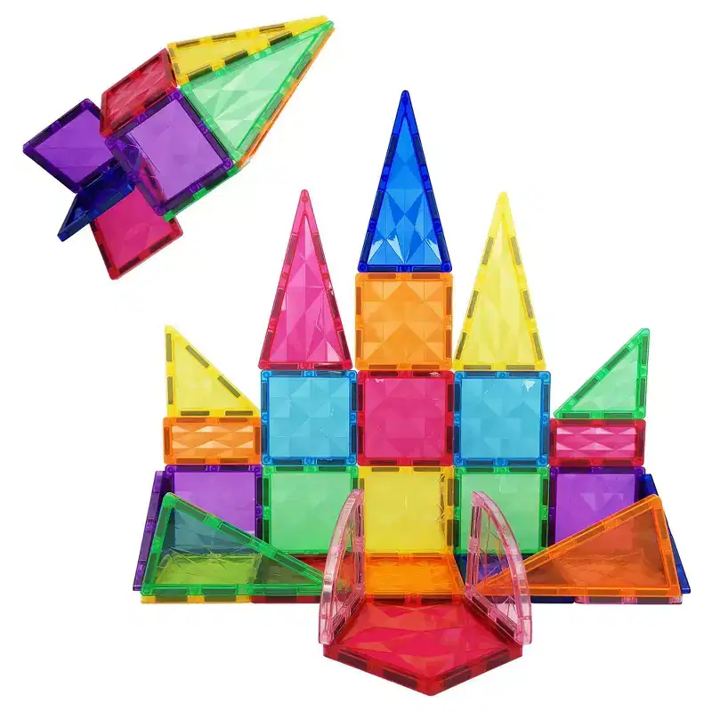 PICASSO-TILES 41PCS Magnetic Tiles for Kids  STEM Construction Building Blocks Educational Toy Set, Creative Learning Play for Boys & Girls