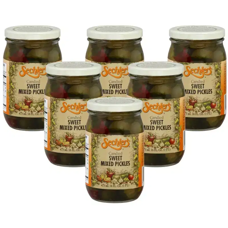 Sechlers Candied Sweet Mixed Pickles - 6 pack, 16 oz
