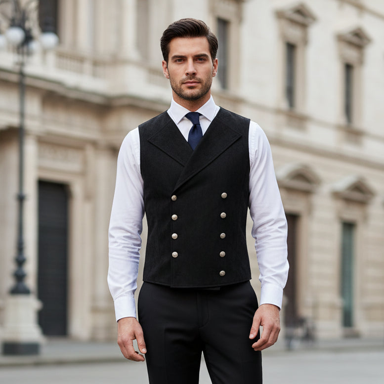 Men's Faux Leather Stand-Up Collar Vest