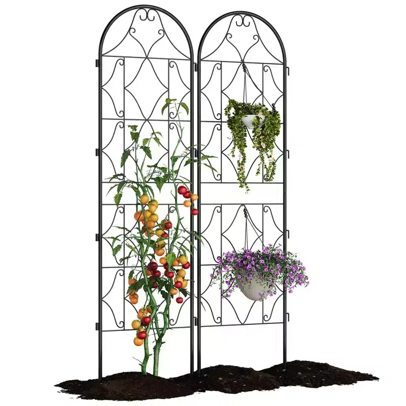 2/4 Pcs 75x21in Metal Garden Trellis, Rustproof Black Arch Support for Climbing Roses, Vines, Flowers & Vegetables, Outdoor Plant Decor
