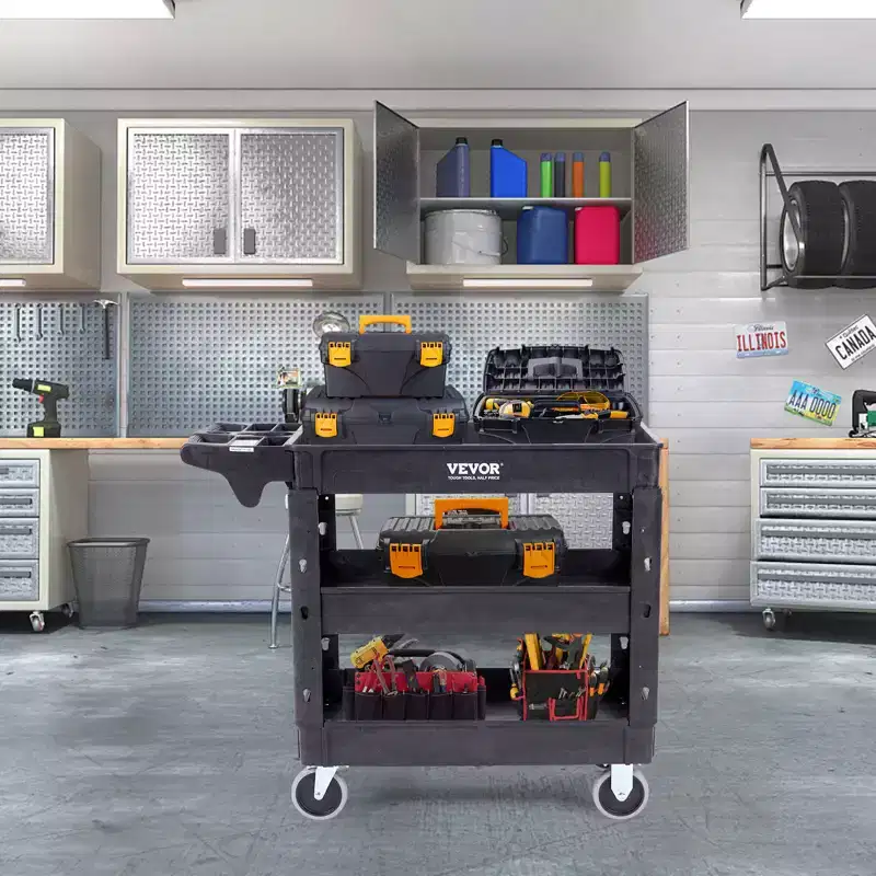 3-Shelf 550LBS Heavy Duty Rolling Utility Cart with 360&deg; Swivel Wheels